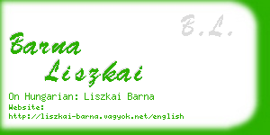 barna liszkai business card